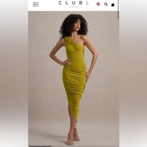 NWT Club L London DORIT One-Shoulder Yellow Dress